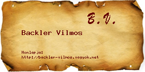 Backler Vilmos névjegykártya